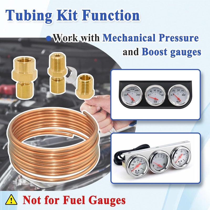 Ebrmeiwo 72'' Oil Pressure Gauge Tubing Kit, Set of Copper Tube and Threaded Parts, Universal Fit - Image 3